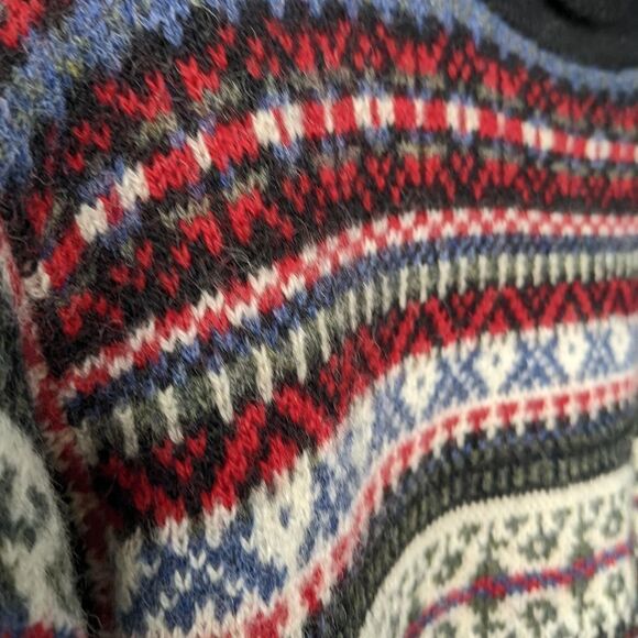 VINTAGE fairisle Icelandic cabin core long wool turtle neck sweater Small @M - Picture 11 of 11